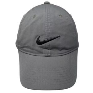 Nike Baseball Cap Gray Black One Size Strapback Hat Dri-FIT Legacy 91 Swoosh